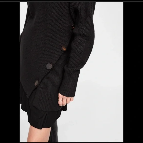 NWOT Zara Knit Turtleneck Sweater Buttons Brown Small S 5536/116 - Picture 5 of 6